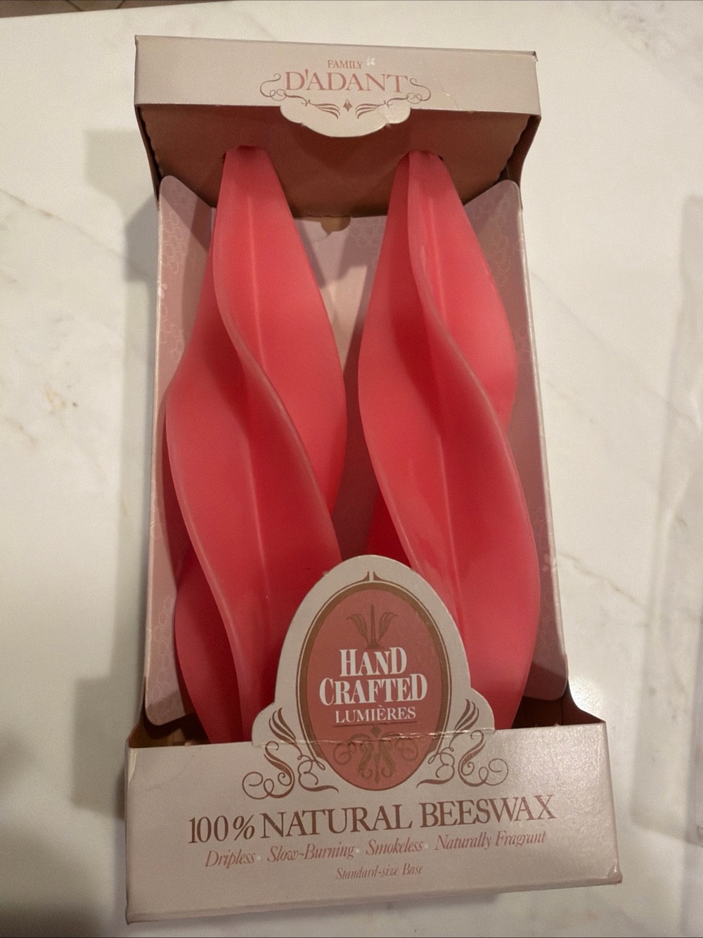 D’adant Hand Crafted Beeswax Feather Candles Pink (Set of 2)